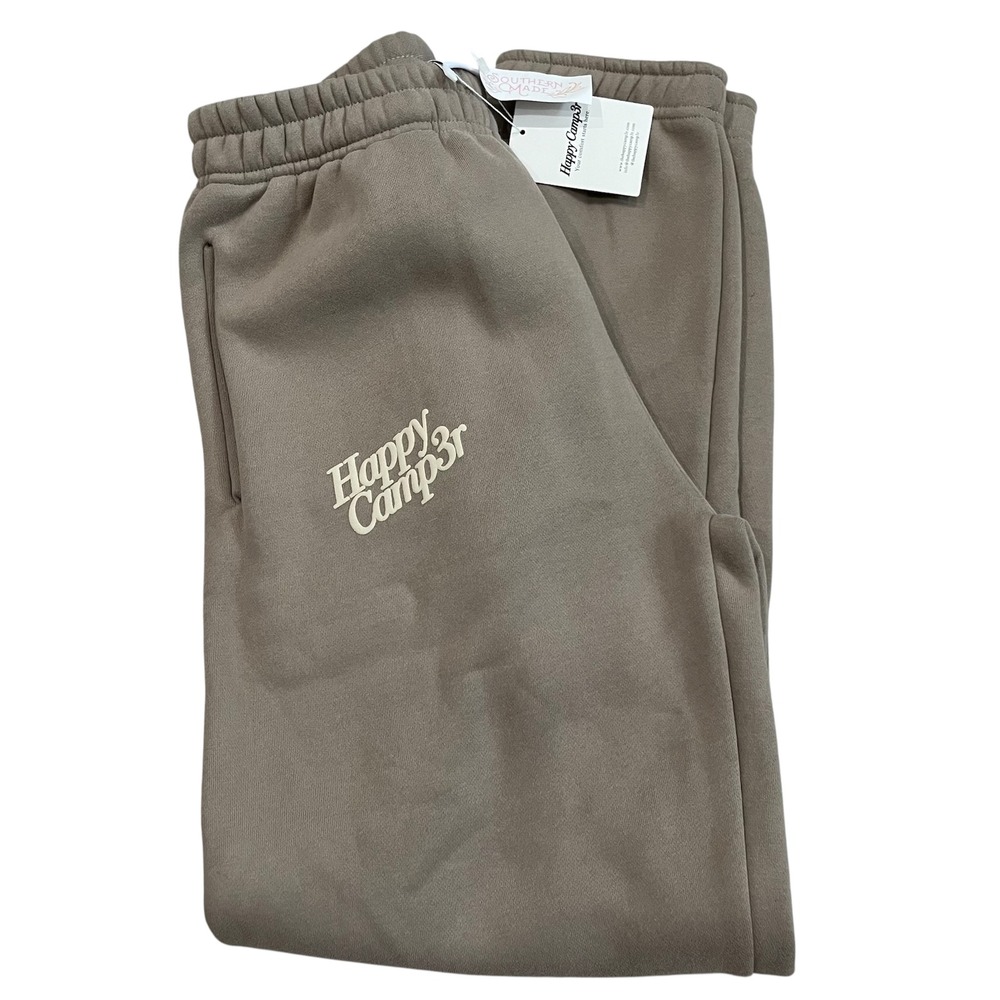 Happy Camp3r Puff Series Sweatpant Joggers Taupe Small NWT Cozy Heavy Lounge